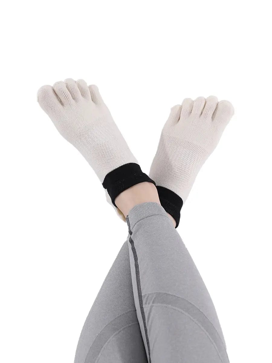 Cotton Low Cut Five Finger Socks for Women, beige