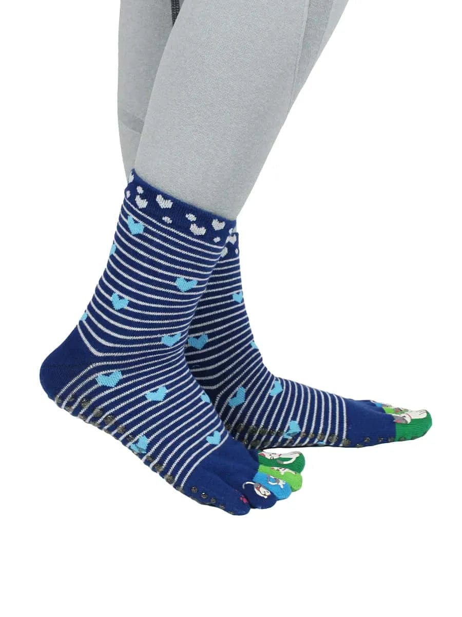 5 pairs-Women's Anti Slip Non Skid Toe Socks with Grippers, short