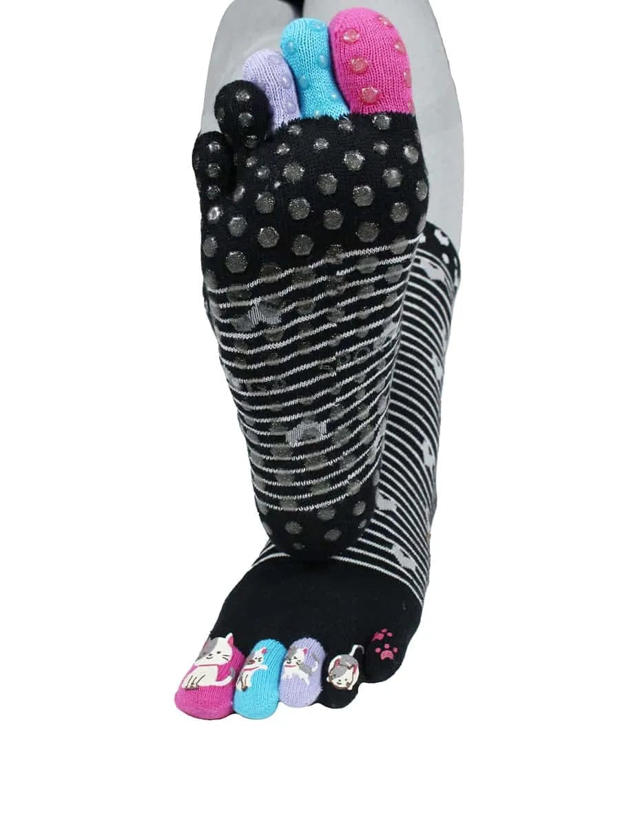 5 pairs-Women's Anti Slip Non Skid Toe Socks with Grippers, short