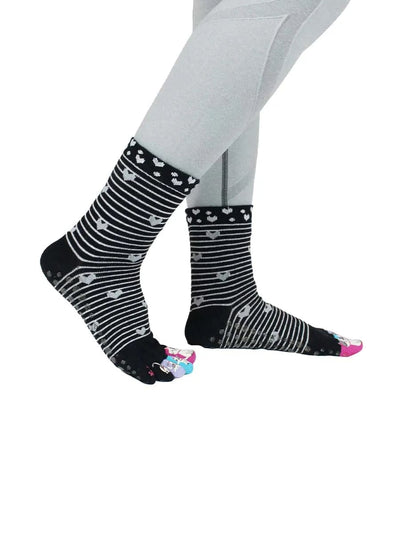 5 pack-Women's Anti Slip Non Skid Toe Socks with Grippers, short