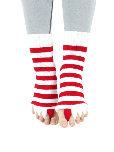 5 Pack- Unisex Foot Alignment Toe Separators Socks, Stripe