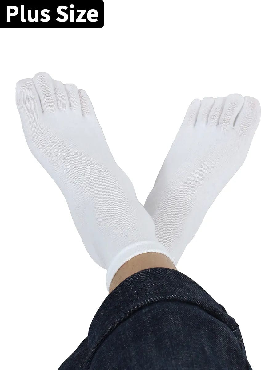 Premium-"5 Pairs"-Men's Plus Size Five-toe Crew Socks Organic Cotton All Seasons