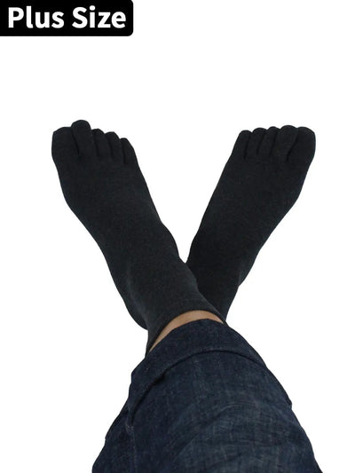 Premium-"5 Pairs"-Men's Plus Size Five-toe Crew Socks Organic Cotton All Seasons
