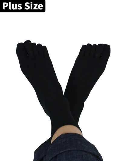 Premium-"5 Pairs"-Men's Plus Size Five-toe Crew Socks Organic Cotton All Seasons